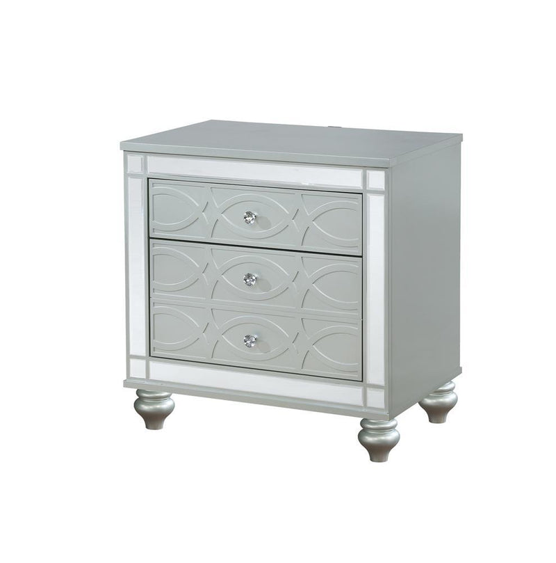 Gunnison 2-drawer Nightstand Silver Metallic - Furniture Center (NY)