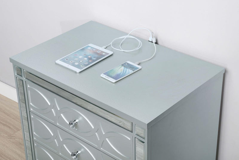 Gunnison 2-drawer Nightstand Silver Metallic - Furniture Center (NY)