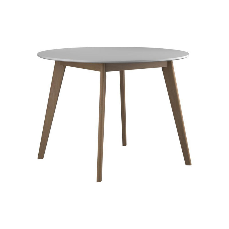 Breckenridge Round Dining Table Matte White and Natural Oak - Furniture Center (NY)