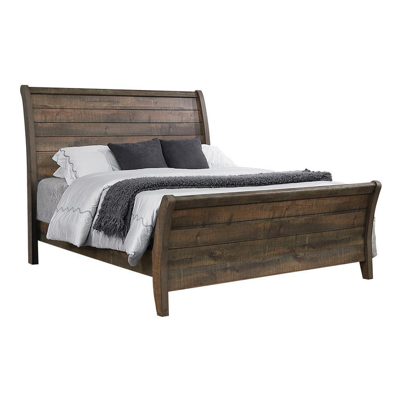 Frederick Eastern King Sleigh Panel Bed Weathered Oak - Furniture Center (NY)