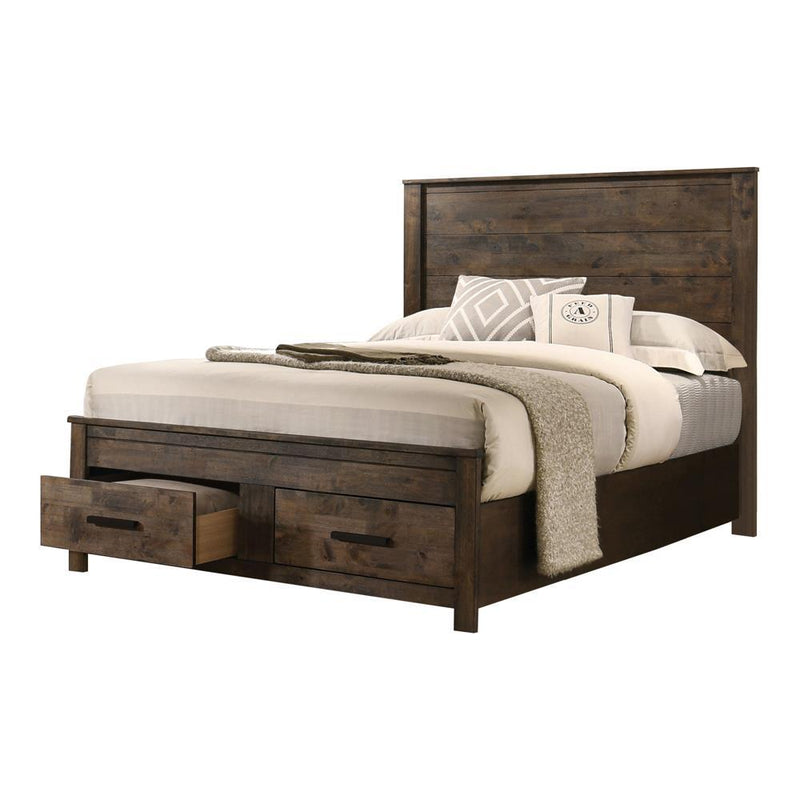 Woodmont Eastern King Storage Bed Rustic Golden Brown - Furniture Center (NY)