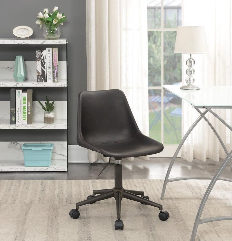 Carnell Adjustable Height Office Chair with Casters Brown and Rustic Taupe - Furniture Center (NY)