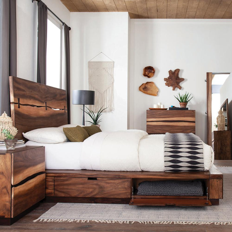 Winslow Storage Eastern King Bed Smokey Walnut and Coffee Bean - Furniture Center (NY)