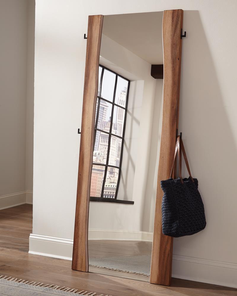 Winslow Standing Mirror Smokey Walnut and Coffee Bean - Furniture Center (NY)