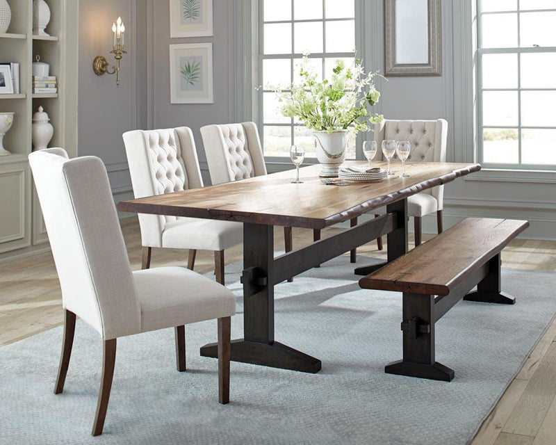 Bexley Trestle Bench Natural Honey and Espresso - Furniture Center (NY)
