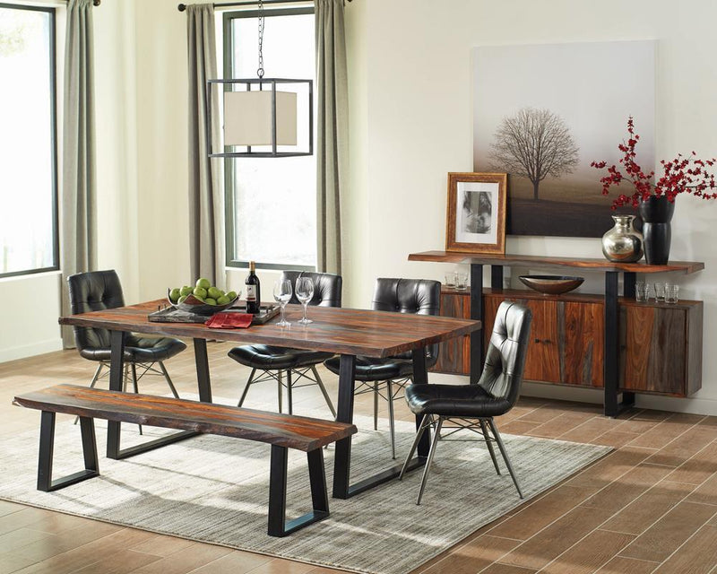 Ditman Live Edge Dining Bench Grey Sheesham and Black - Furniture Center (NY)
