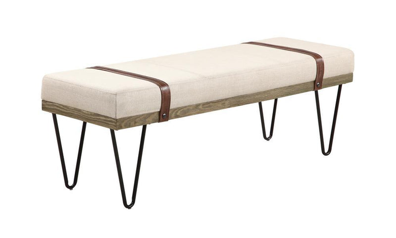 Austin Upholstered Bench Beige and Black - Furniture Center (NY)