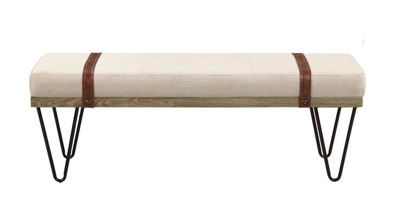 Austin Upholstered Bench Beige and Black - Furniture Center (NY)