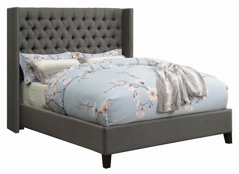 Bancroft Demi-wing Upholstered California King Bed Grey - Furniture Center (NY)