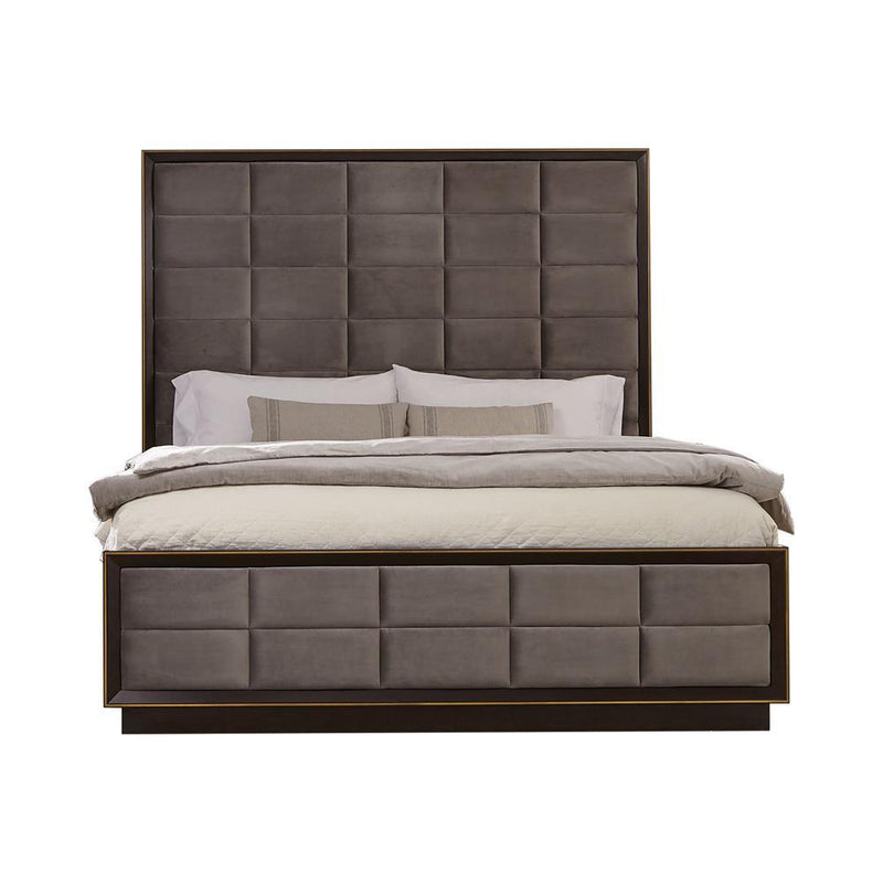 Durango California King Upholstered Bed Smoked Peppercorn and Grey - Furniture Center (NY)