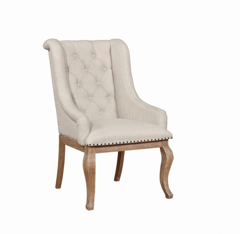 Brockway Tufted Arm Chairs Cream and Barley Brown (Set of 2) - Furniture Center (NY)