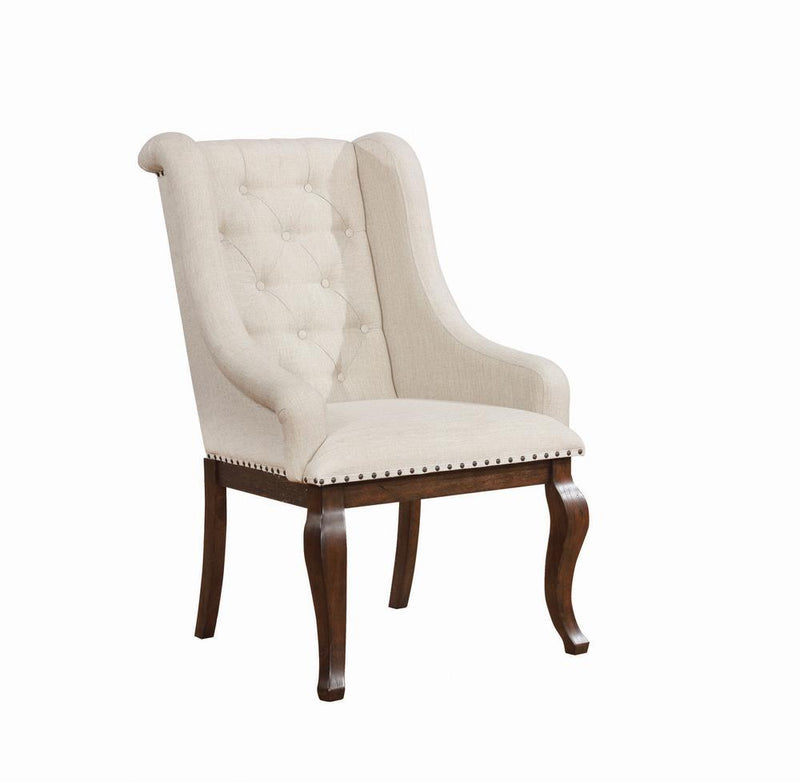 Brockway Tufted Arm Chairs Cream and Antique Java (Set of 2) - Furniture Center (NY)