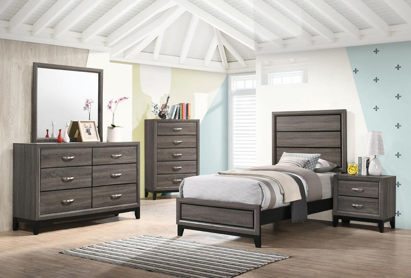 Watson Twin Panel Bed Grey Oak - Furniture Center (NY)