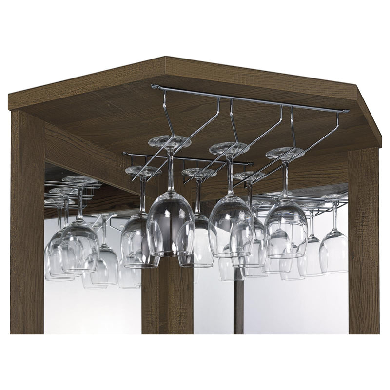 Alviso Corner Bar Cabinet with Stemware Rack Rustic Oak - Furniture Center (NY)