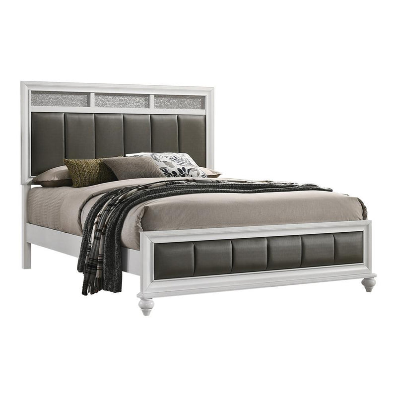 Barzini California King Upholstered Panel Bed White - Furniture Center (NY)