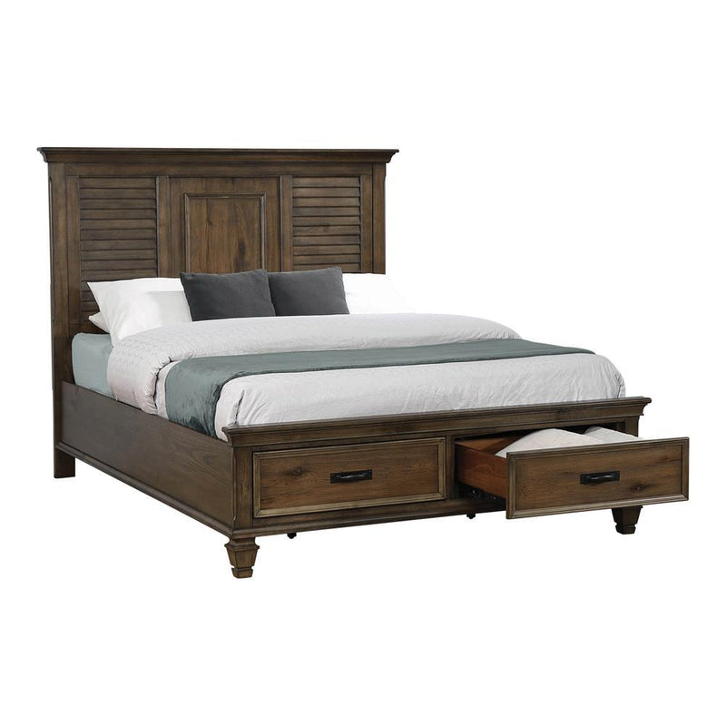 Franco Queen Storage Bed Burnished Oak - Furniture Center (NY)
