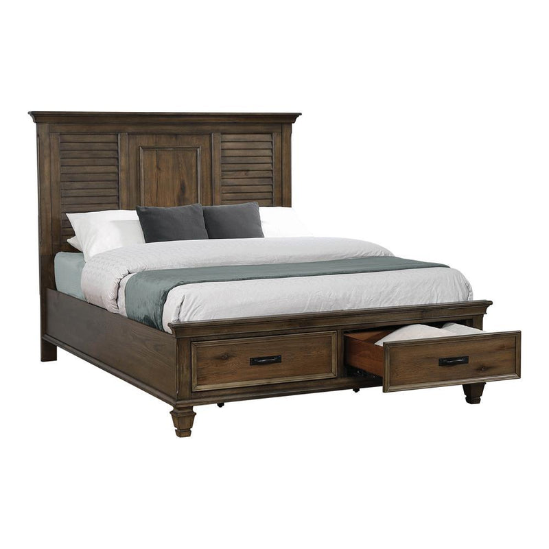 Franco Eastern King Storage Bed Burnished Oak - Furniture Center (NY)