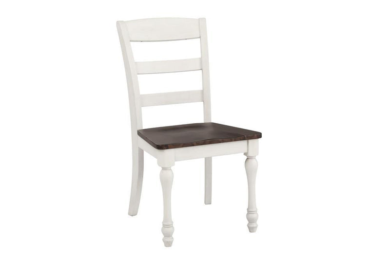 Madelyn Ladder Back Side Chairs Dark Cocoa and Coastal White (Set of 2) - Furniture Center (NY)