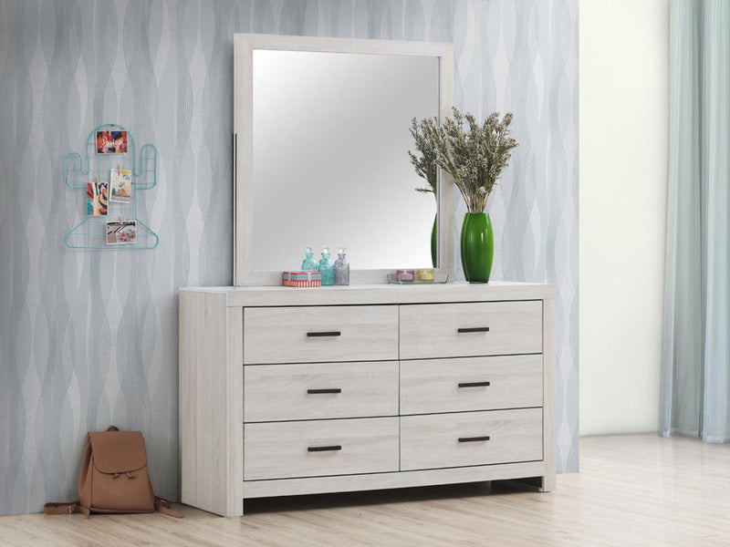 Brantford Rectangle Dresser Mirror Coastal White - Furniture Center (NY)