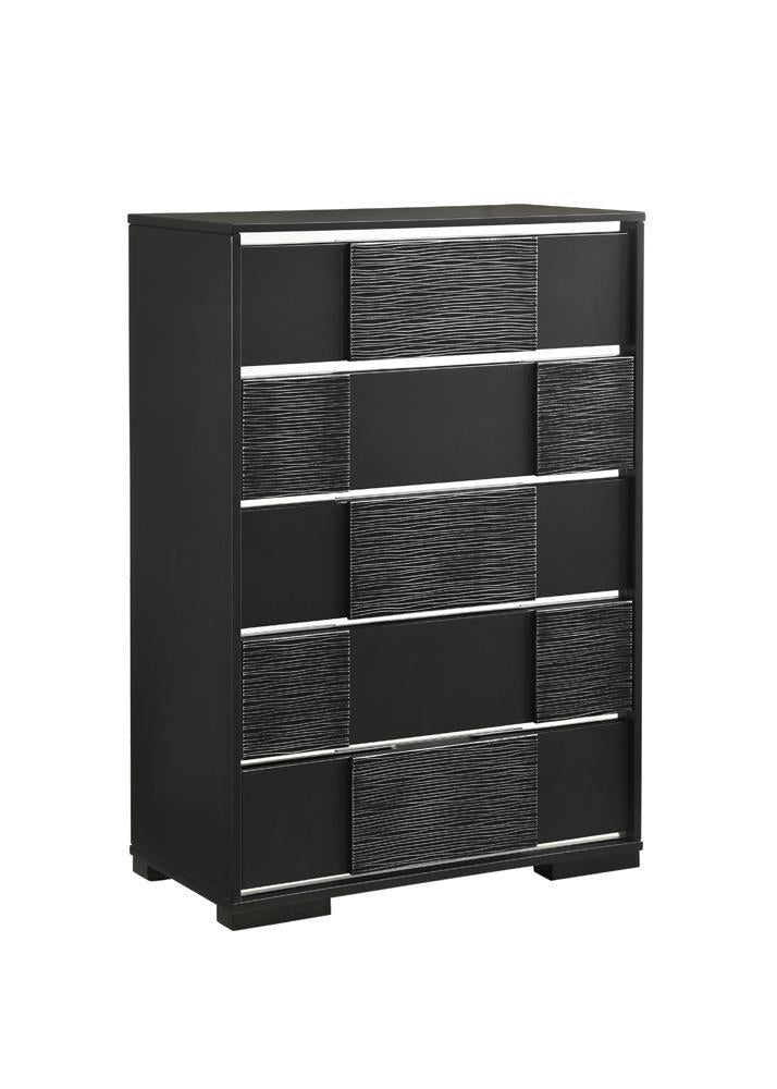 Blacktoft 5-drawer Chest Black - Furniture Center (NY)