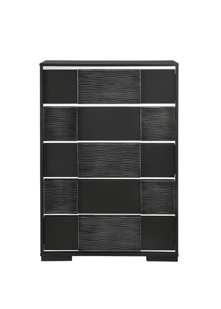 Blacktoft 5-drawer Chest Black - Furniture Center (NY)
