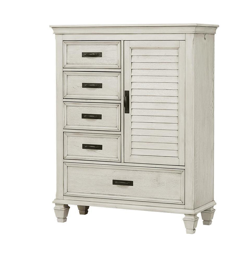 Franco 5-drawer Door Chest Antique White - Furniture Center (NY)