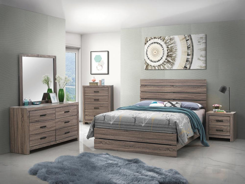 Brantford Eastern King Panel Bed Barrel Oak - Furniture Center (NY)