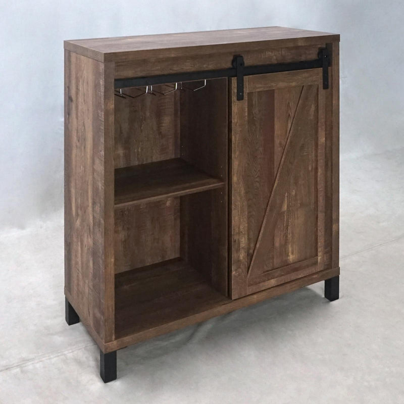 Arlington Bar Cabinet with Sliding Door Rustic Oak - Furniture Center (NY)