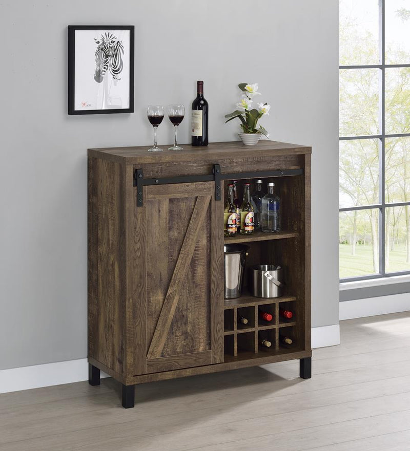 Arlington Bar Cabinet with Sliding Door Rustic Oak - Furniture Center (NY)
