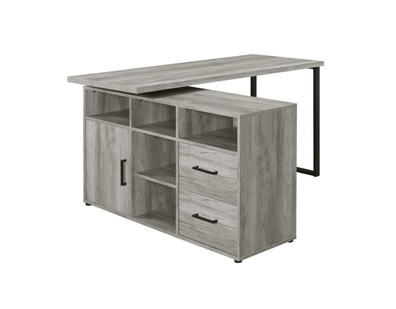 Hertford L-shape Office Desk with Storage Grey Driftwood - Furniture Center (NY)