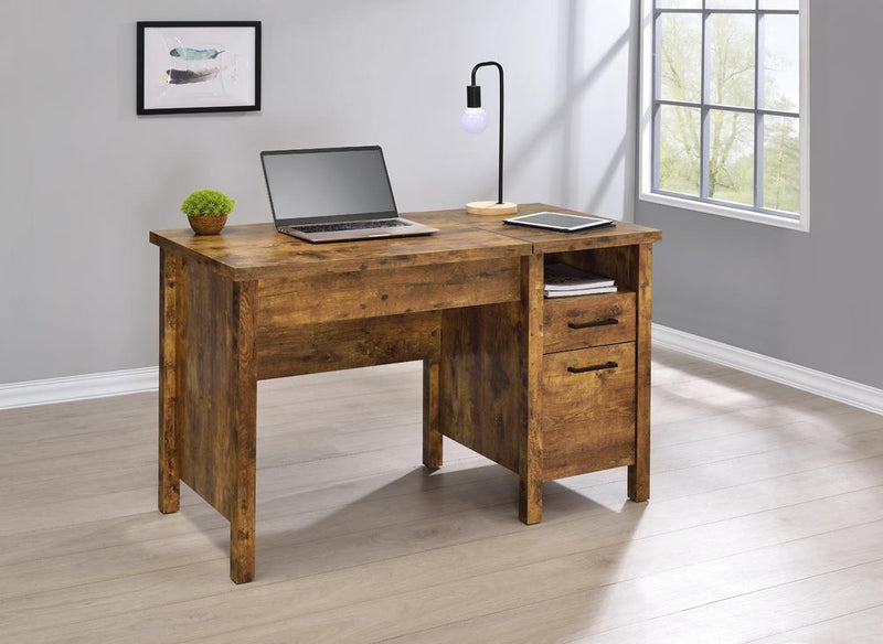 Delwin Lift Top Office Desk with File Cabinet Antique Nutmeg - Furniture Center (NY)