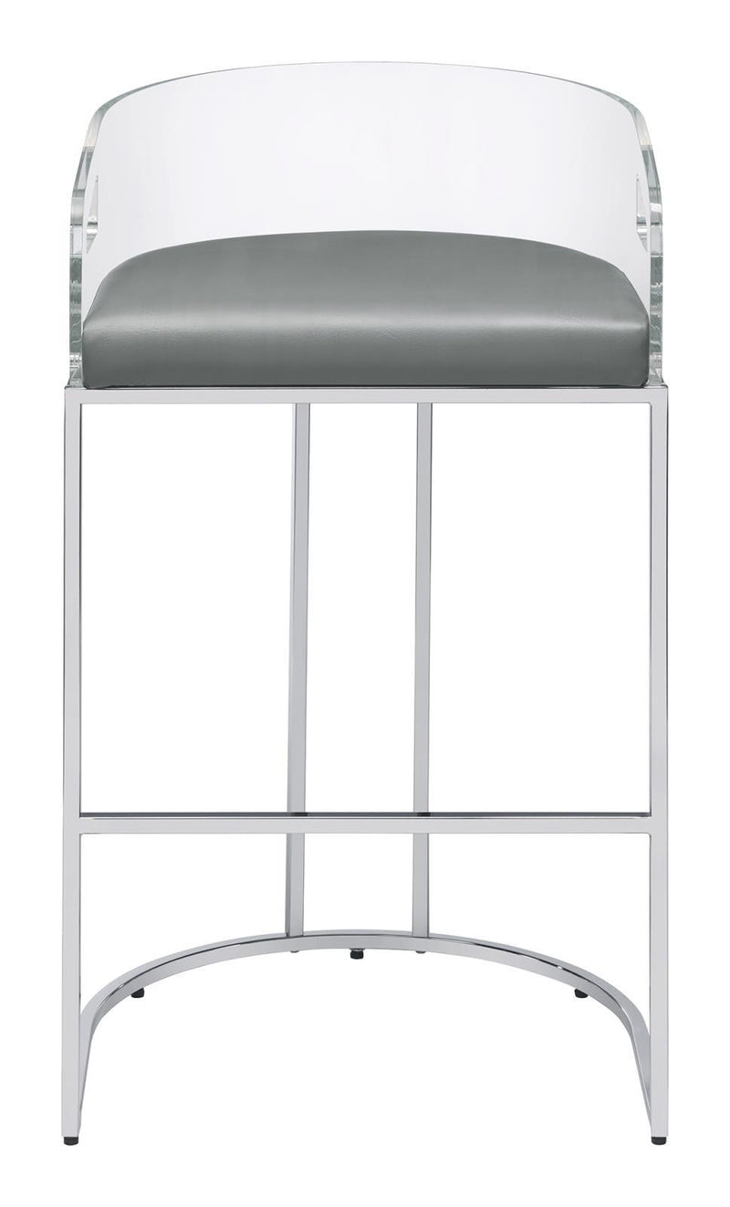 Thermosolis Acrylic Back Bar Stools Grey and Chrome (Set of 2) - Furniture Center (NY)