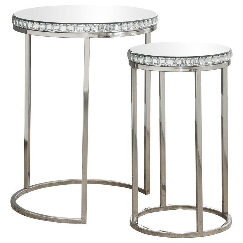 Addison 2-piece Round Nesting Table Silver - Furniture Center (NY)