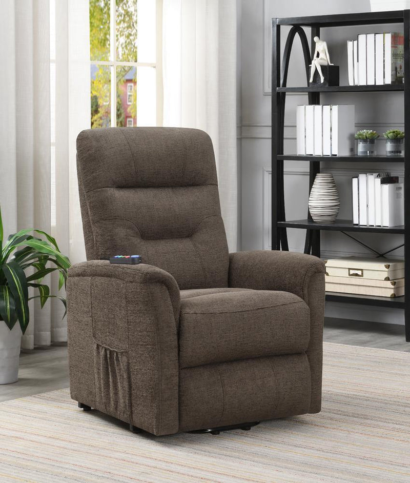 Henrietta Power Lift Recliner with Storage Pocket Brown - Furniture Center (NY)