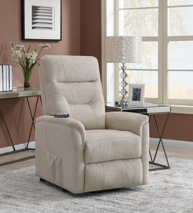 Henrietta Power Lift Recliner with Storage Pocket Beige - Furniture Center (NY)