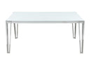 Pauline Rectangular Dining Table with Metal Leg White and Chrome - Furniture Center (NY)