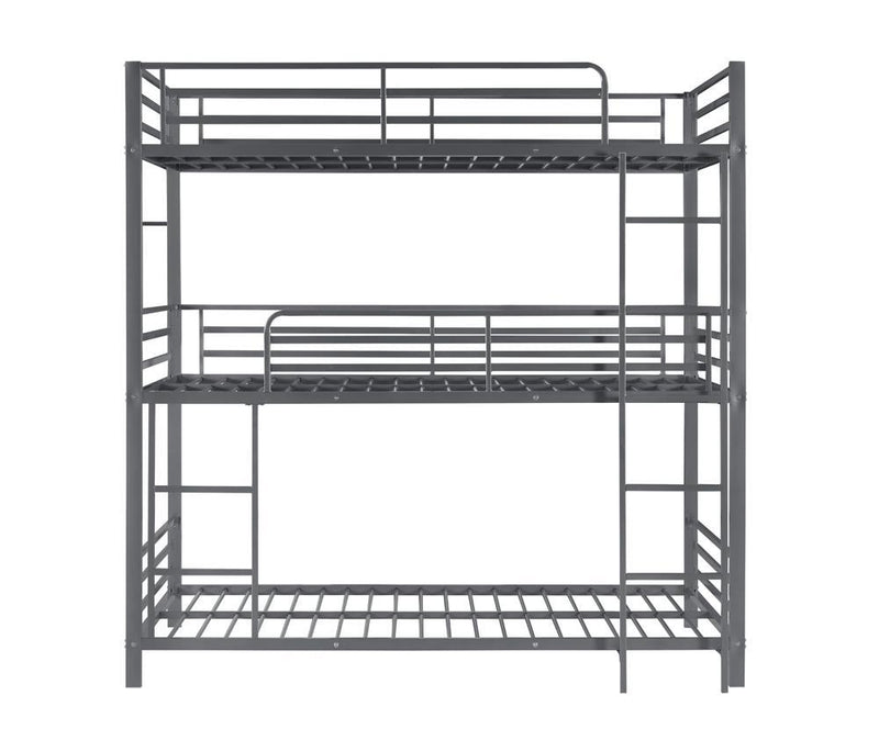 Maynard Metal Triple Twin Bunk Bed Gunmetal - Furniture Center (NY)