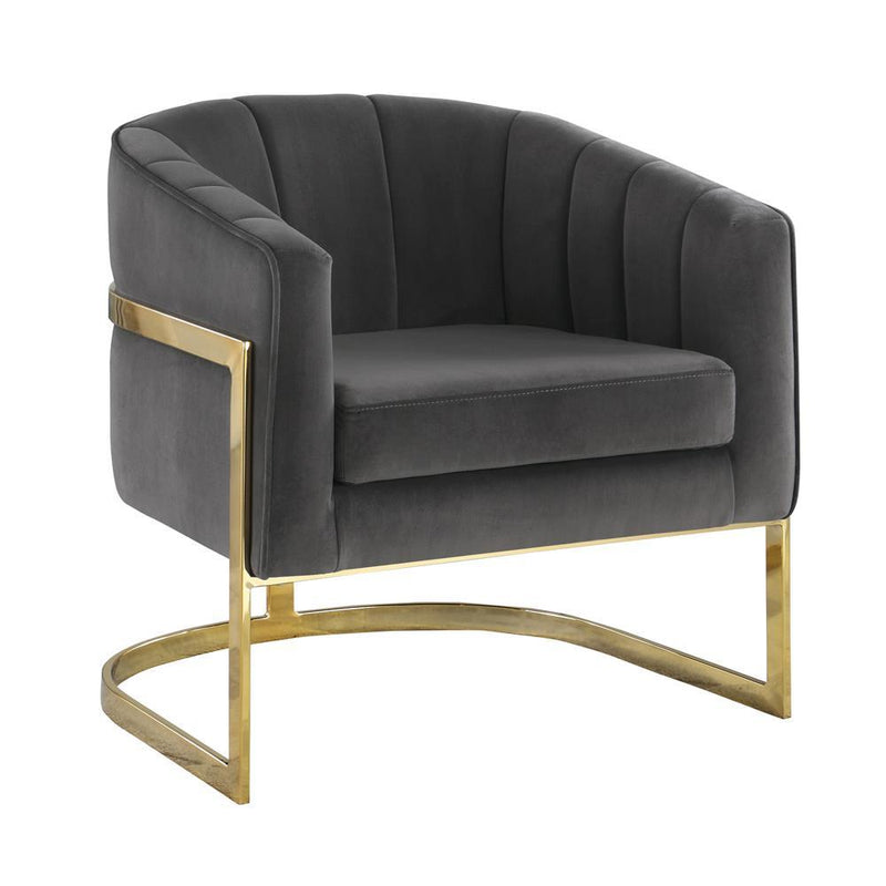 Joey Tufted Barrel Accent Chair Dark Grey and Gold - Furniture Center (NY)