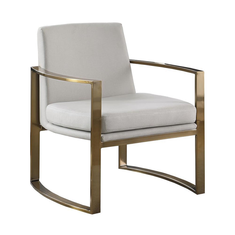 Cory Concave Metal Arm Accent Chair Cream and Bronze - Furniture Center (NY)