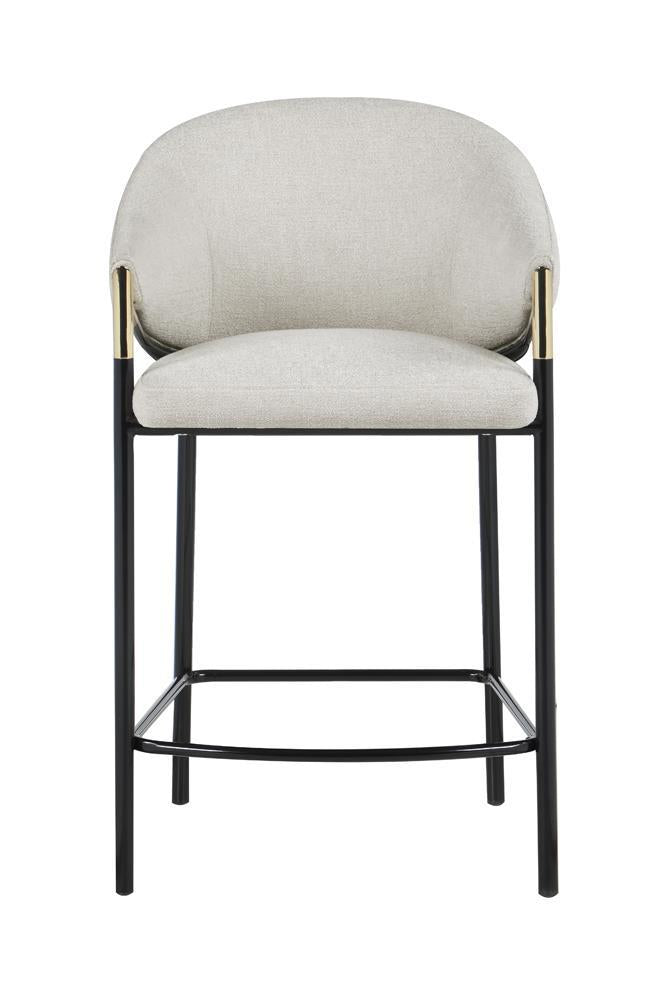 Chadwick Sloped Arm Counter Height Stools Beige and Glossy Black (Set of 2) - Furniture Center (NY)