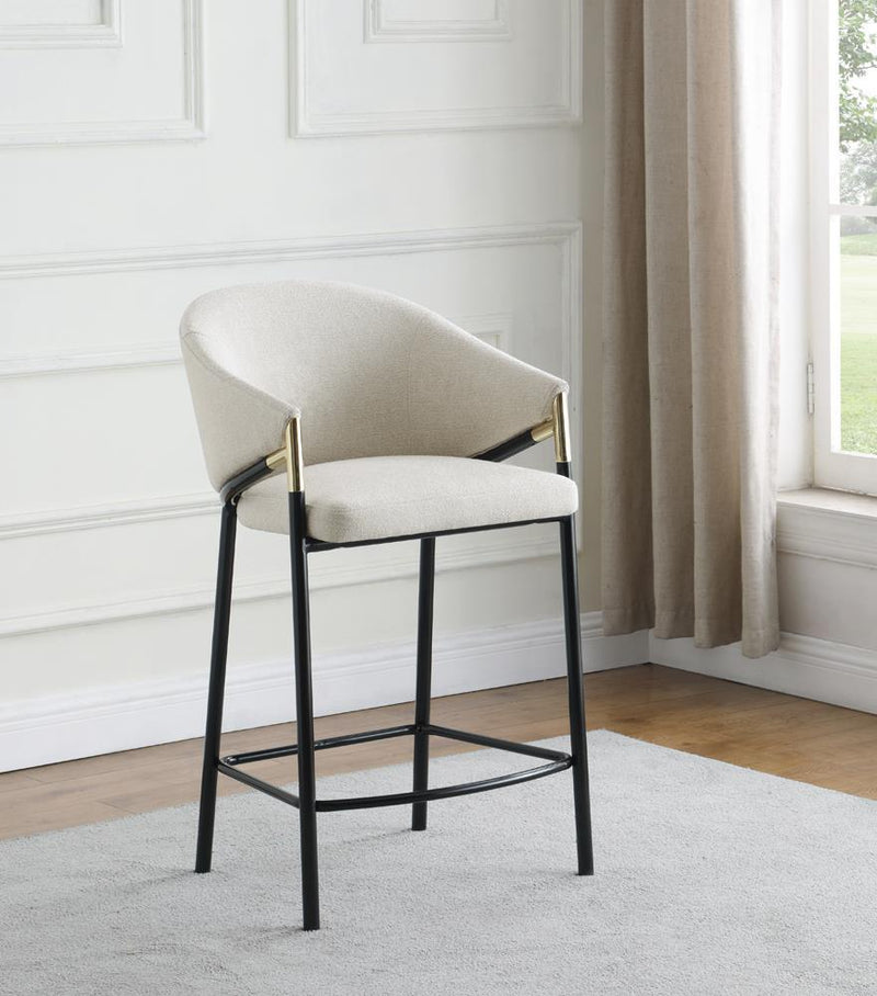 Chadwick Sloped Arm Counter Height Stools Beige and Glossy Black (Set of 2) - Furniture Center (NY)