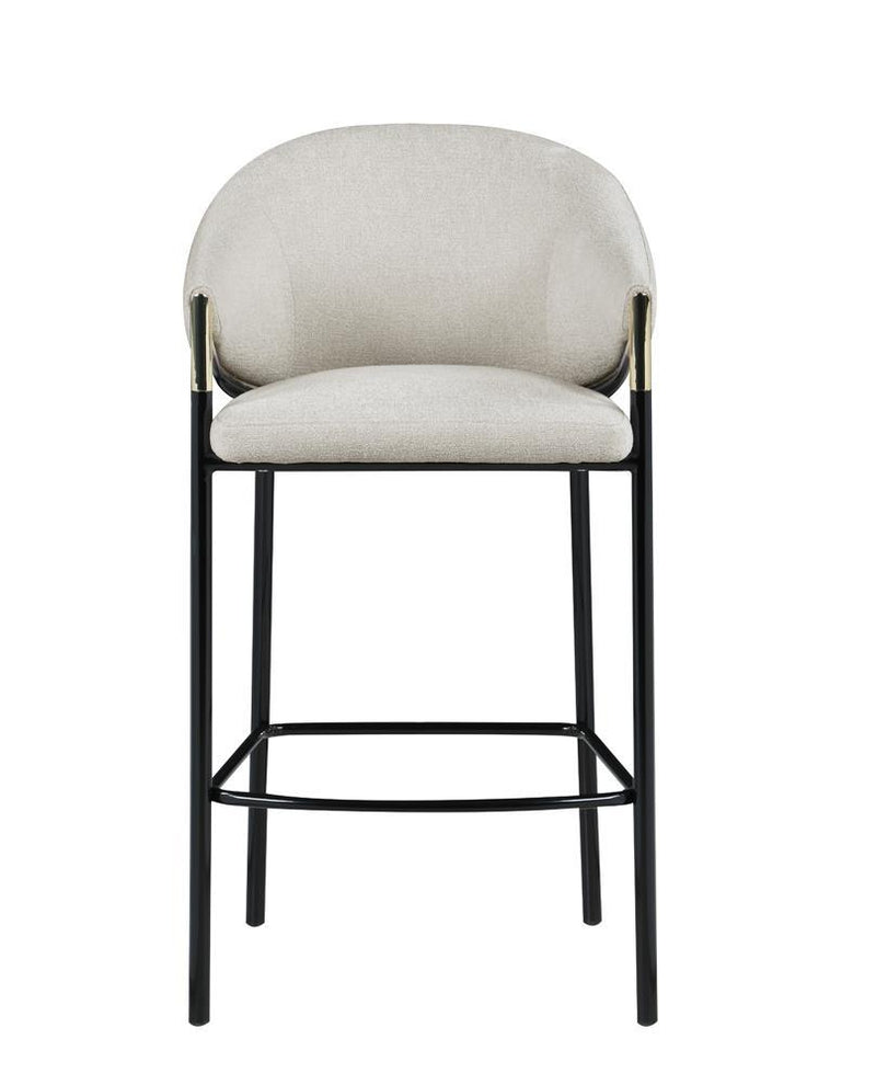 Chadwick Sloped Arm Bar Stools Beige and Glossy Black (Set of 2) - Furniture Center (NY)