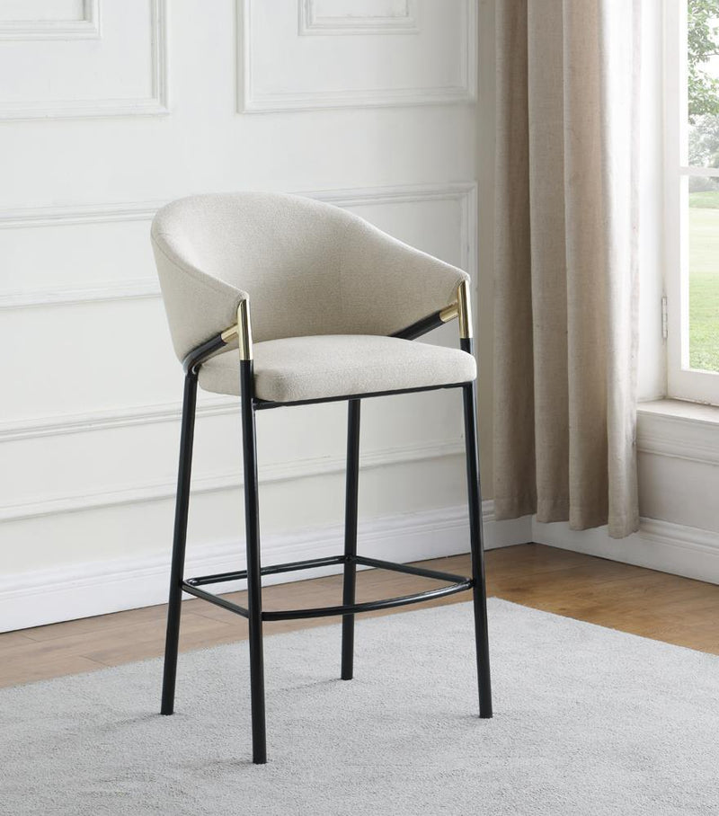 Chadwick Sloped Arm Bar Stools Beige and Glossy Black (Set of 2) - Furniture Center (NY)
