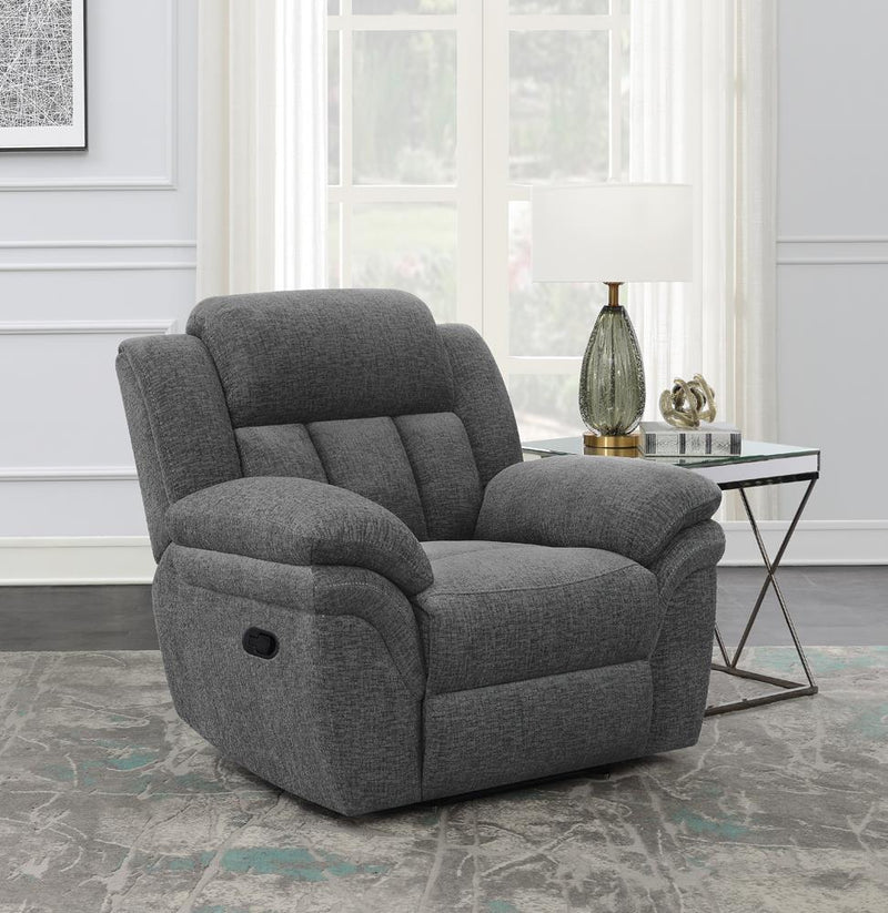 Bahrain Upholstered Glider Recliner Charcoal - Furniture Center (NY)