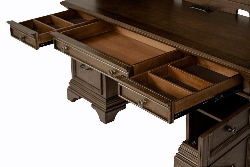 Hartshill Credenza with Hutch Burnished Oak - Furniture Center (NY)