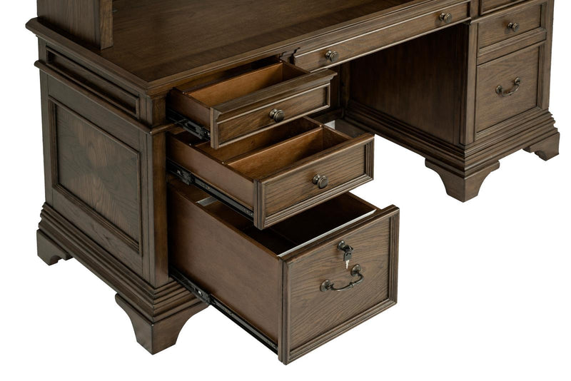 Hartshill Credenza with Hutch Burnished Oak - Furniture Center (NY)