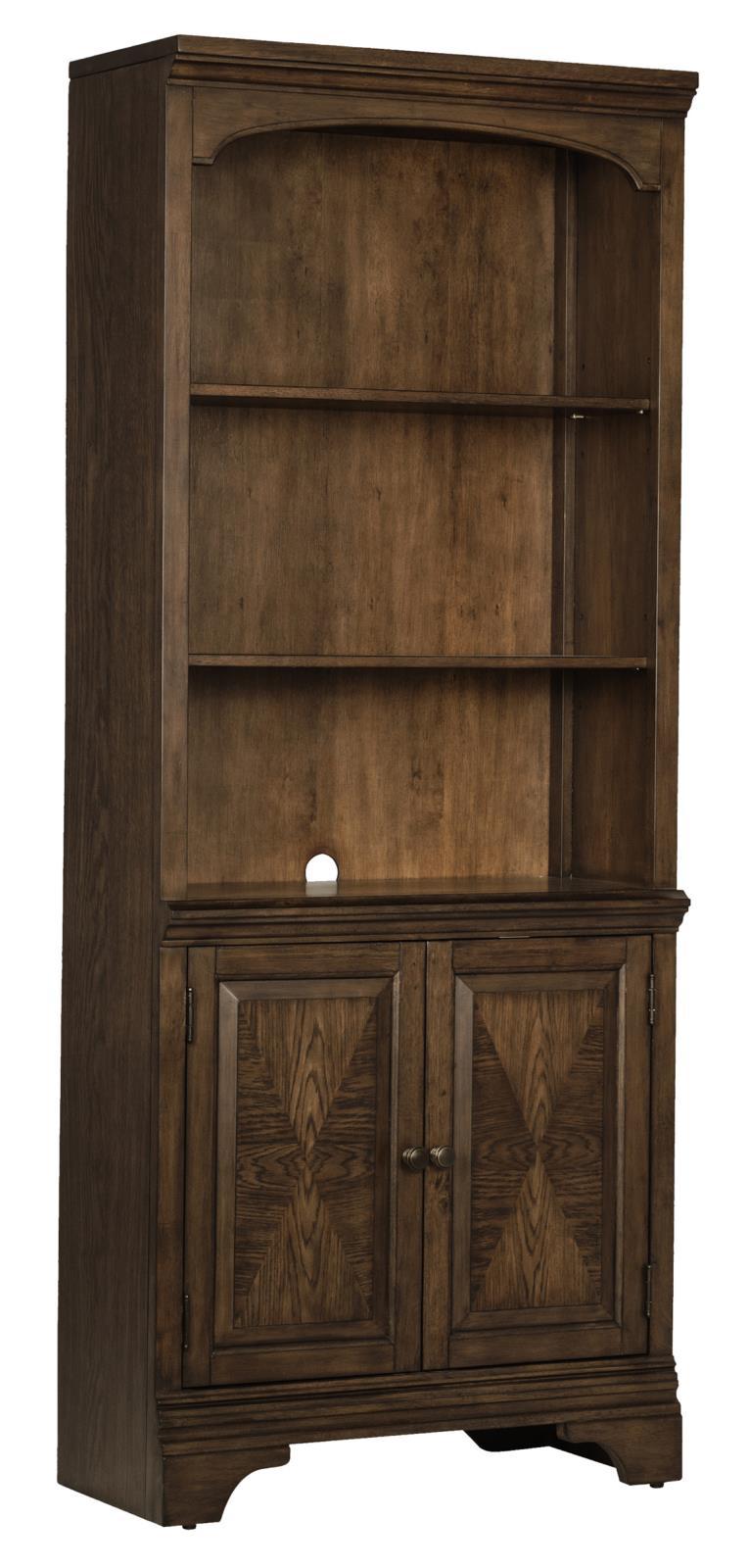 Hartshill Bookcase with Cabinet Burnished Oak - Furniture Center (NY)
