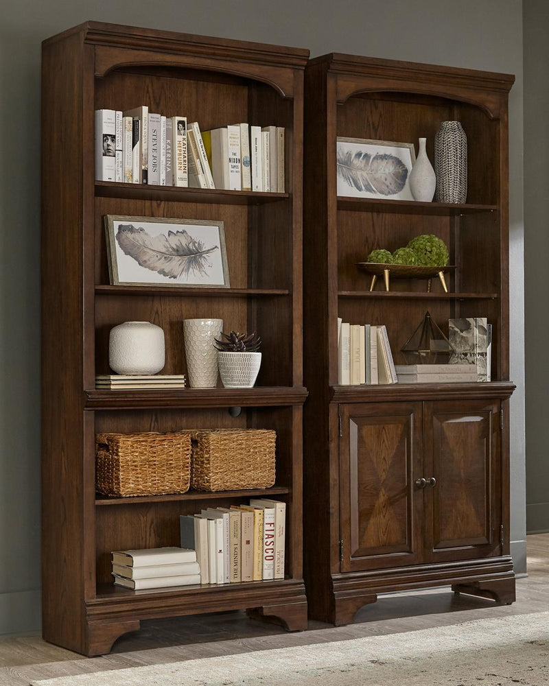 Hartshill Bookcase with Cabinet Burnished Oak - Furniture Center (NY)
