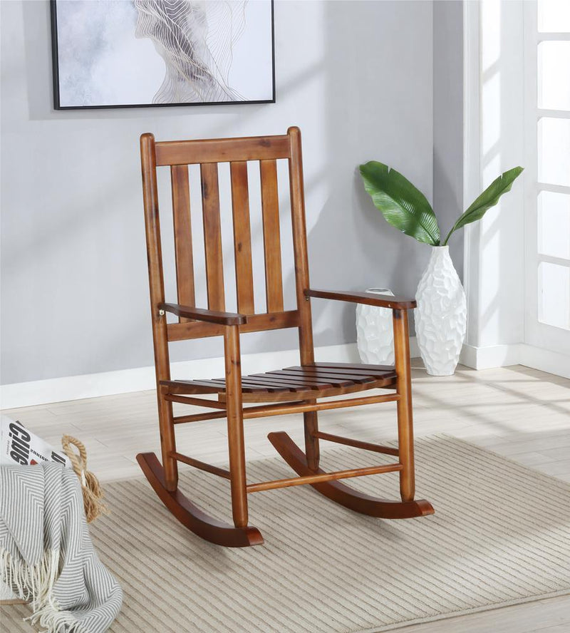 Annie Slat Back Wooden Rocking Chair Golden Brown - Furniture Center (NY)