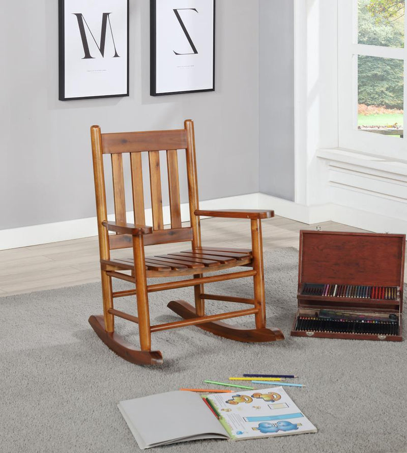 Annie Slat Back Youth Rocking Chair Golden Brown - Furniture Center (NY)